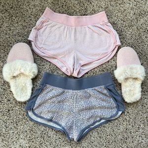 Victoria Secret Sleep Package. Two Small Shorts. Medium Slippers size 7/8